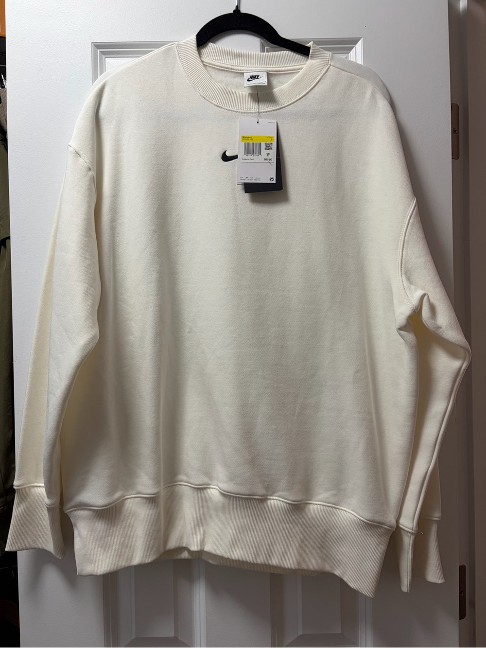 Nike Men’s Crewneck Sweatshirt - Off-White with Black Swoosh